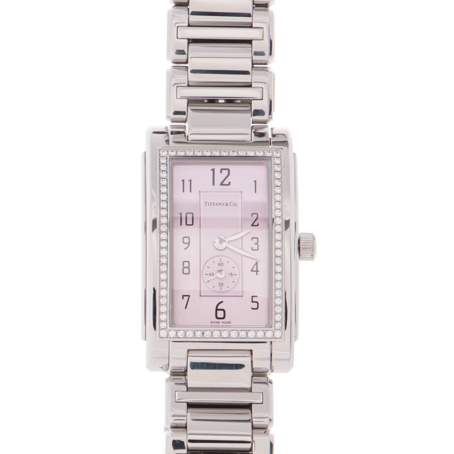 Tiffany Stainless Steel Diamond Bezel 22mm Grand Resonator Quartz Watch Pink 1 of 8