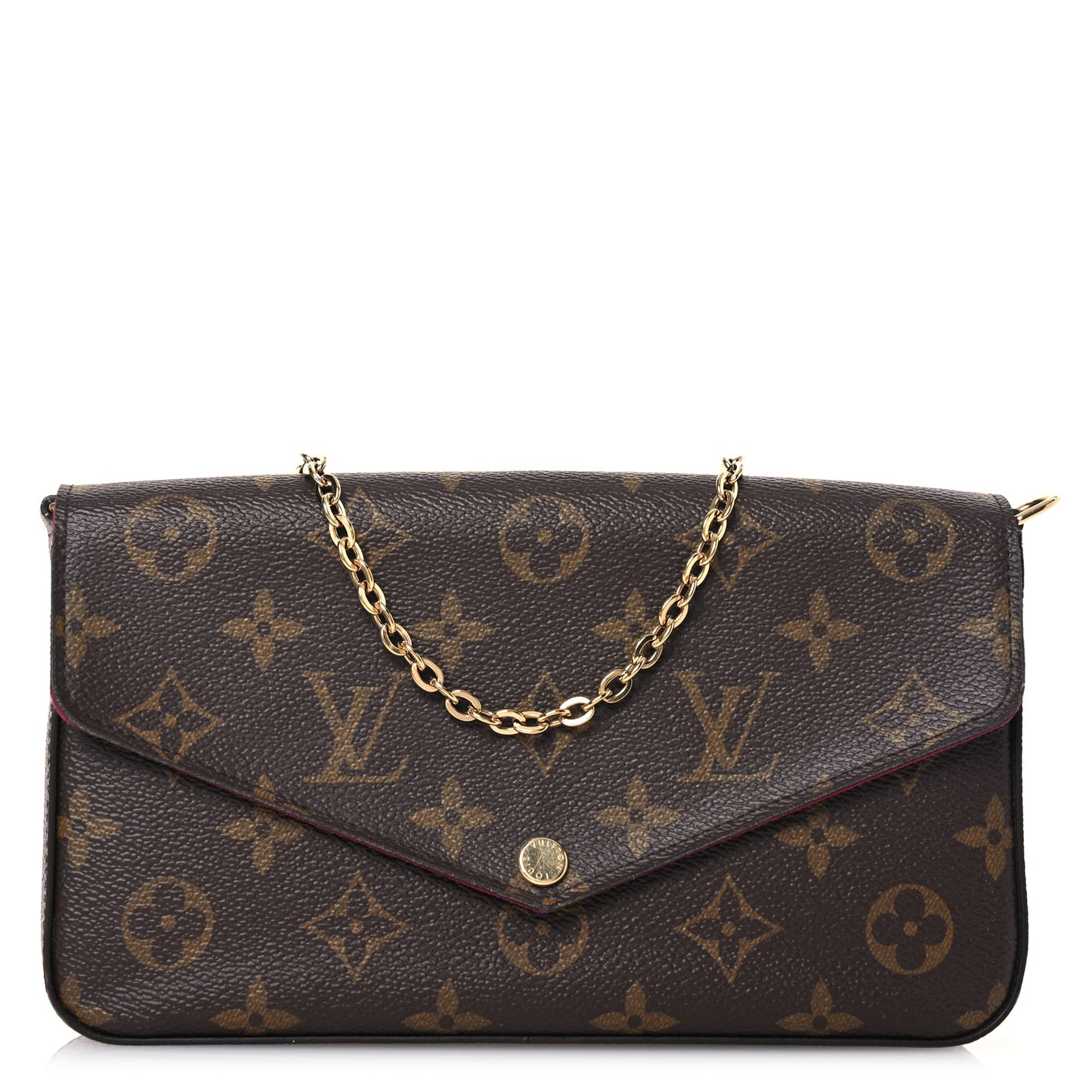 Monogram Pochette Felicie Chain Wallet Fuchsia