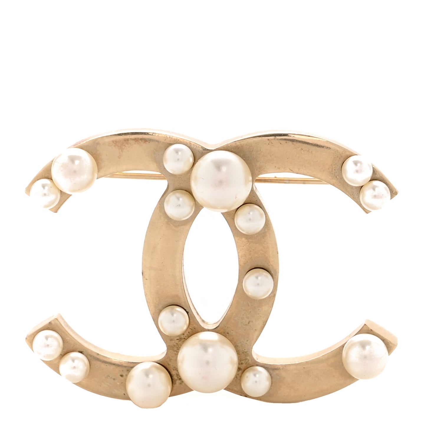 Pearl CC Brooch Gold Pearly White