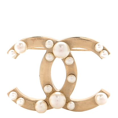 Chanel Pearl CC Brooch Gold Pearly White 1 of 4