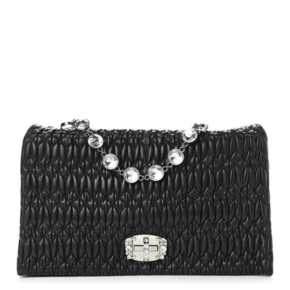 Miu Miu Nappa Matelasse Crystal Flap Clutch Black 1 of 8
