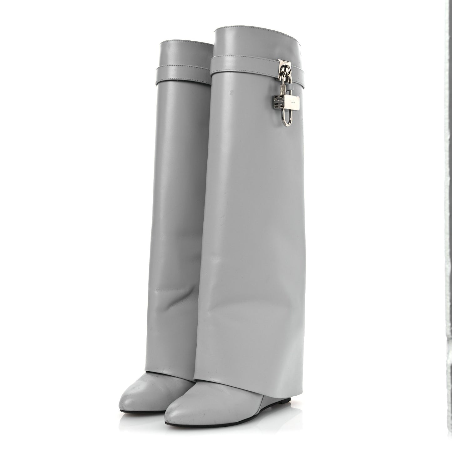 Calfskin Shark Lock Pant Boots 36.5 Grey