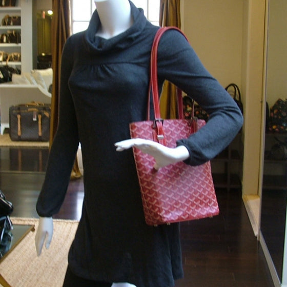 Goyard Chevron Toile Marie Galante PM Red 2 of 10