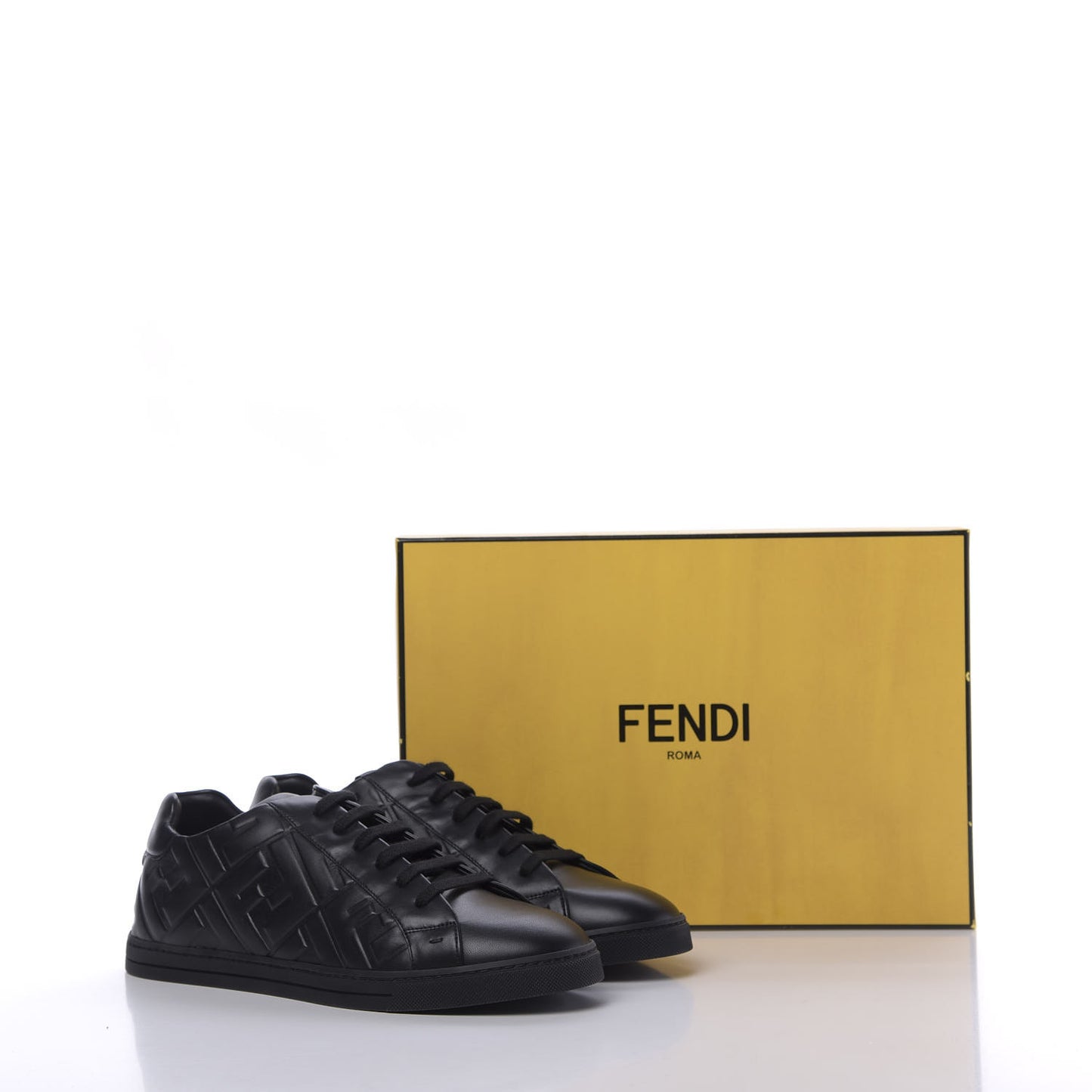 Nappa Macro FF Embossed Mens Low-Top Sneakers 9 Black