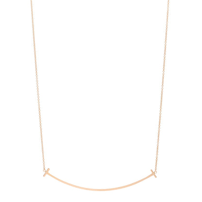 Tiffany 18K Rose Gold Large T Smile Pendant Necklace 1 of 4