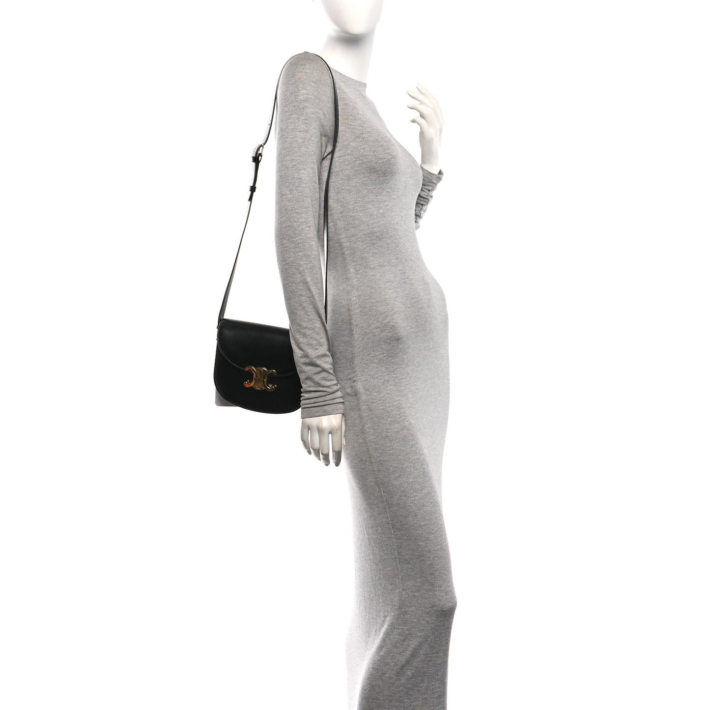 Shiny Calfskin Besace Clea Triomphe Black