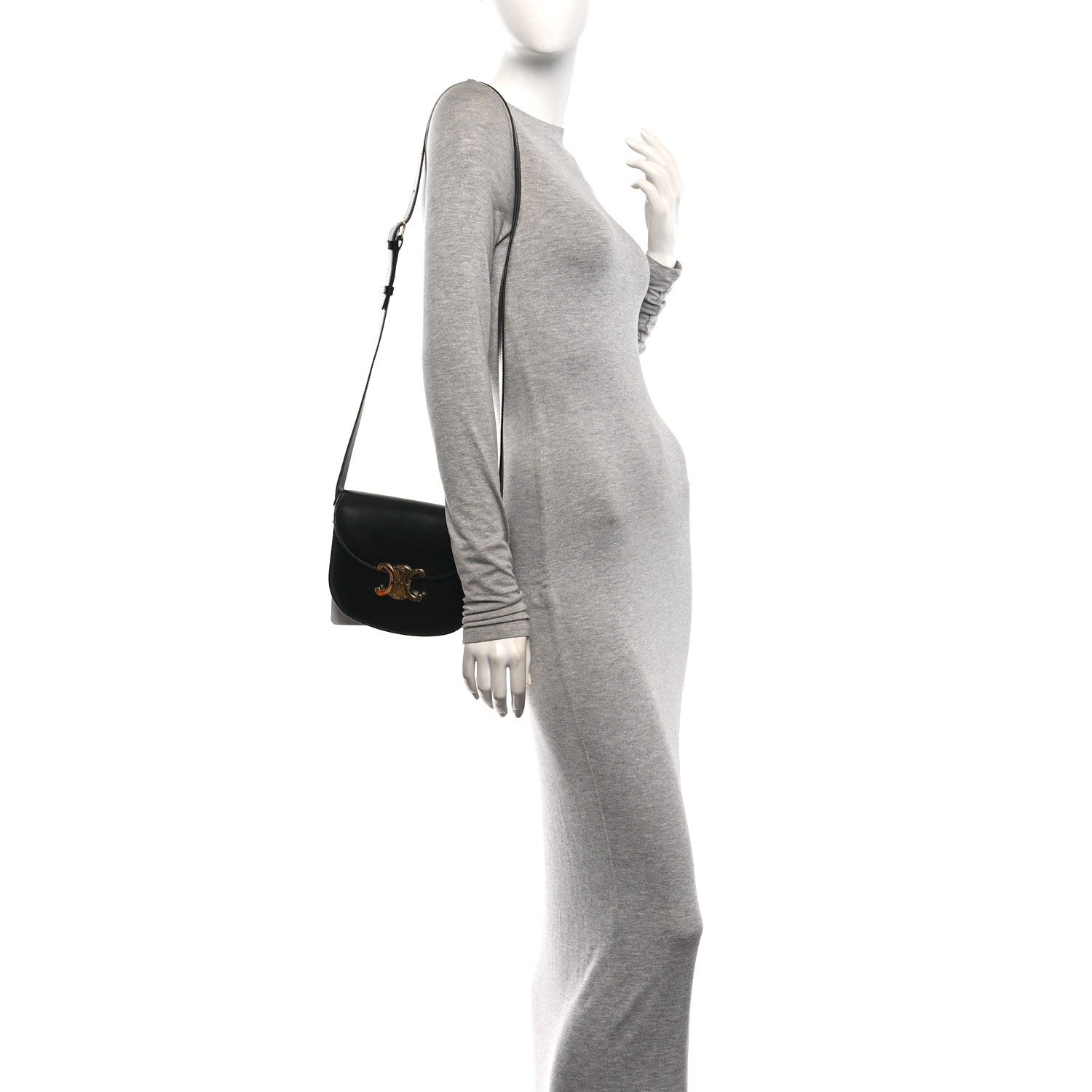 Celine Shiny Calfskin Besace Clea Triomphe Black 2 of 9