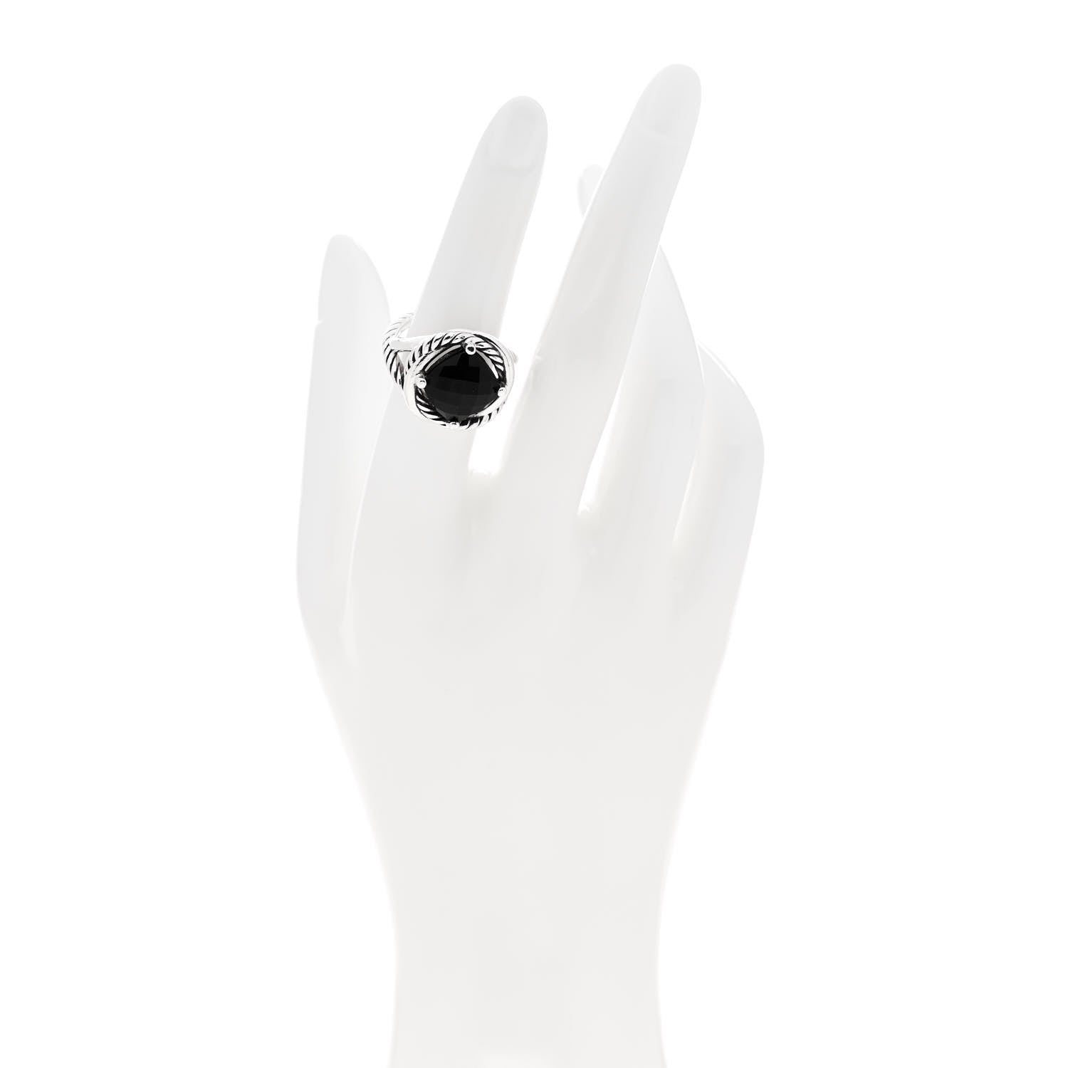 David Yurman Sterling Silver Black Onyx 11mm Infinity Ring 53 6.5 2 of 5