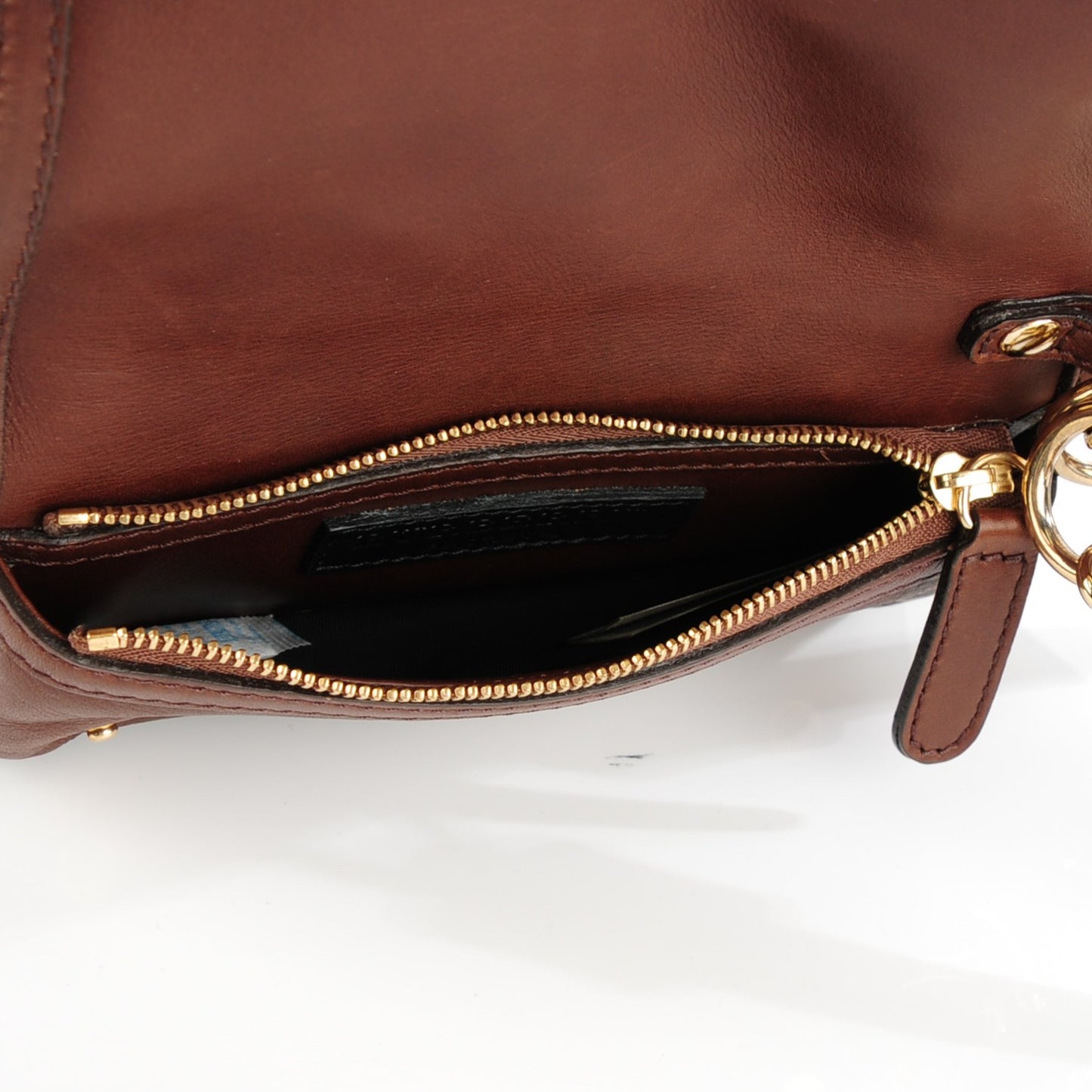 Prorsum Calfskin Embellished Nasmyth Clutch Dark Brown Bright Yellow