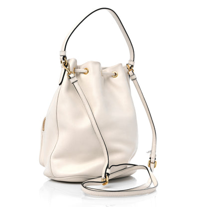 Prada Glace Calfskin Logo Mini Bucket Crossbody Bag White 3 of 9