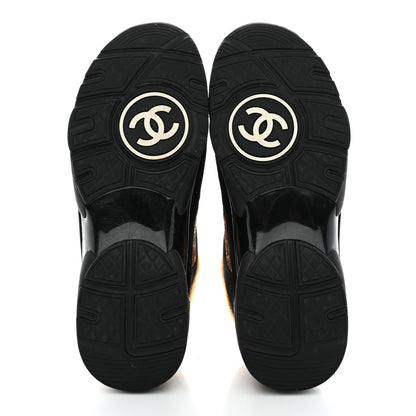 Chanel Metallic Fabric Suede Calfskin Crocodile Embossed Mens CC Sneakers 43 Black Gold 5 of 9