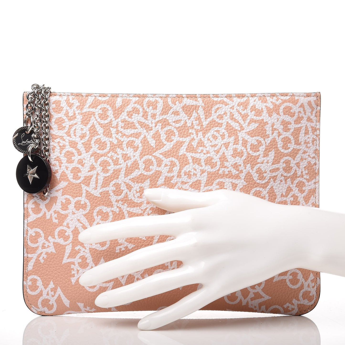 Calfskin Empire Loubicute Crazy Love Charms Clutch Latte