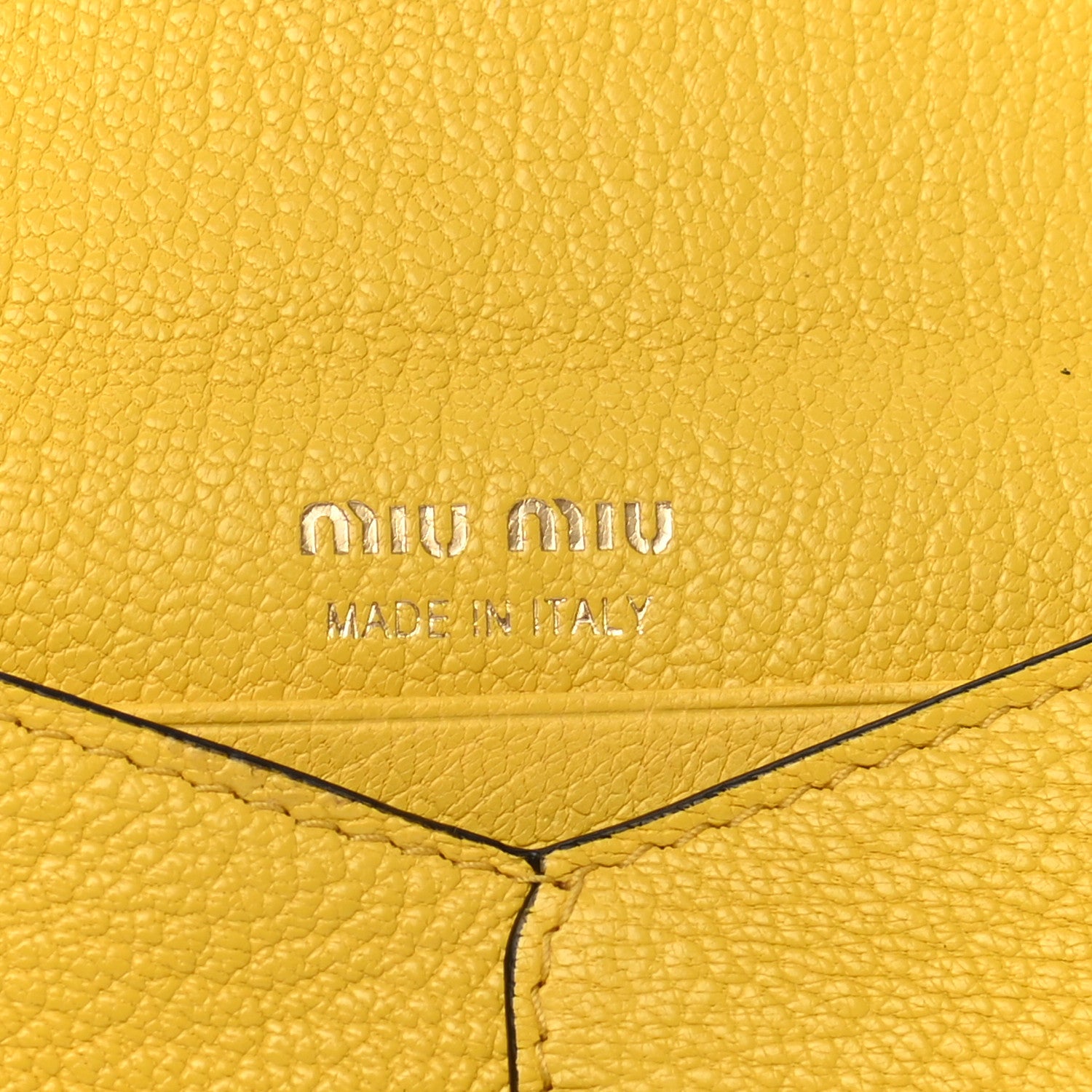 Miu Miu Goatskin Madras Forever Envelope Chain Pouch Yellow 6 of 10