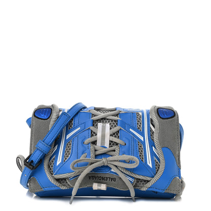 Balenciaga Faux Calfskin Fabric Sneakerhead Phone Crossbody Bag Blue Grey 1 of 16