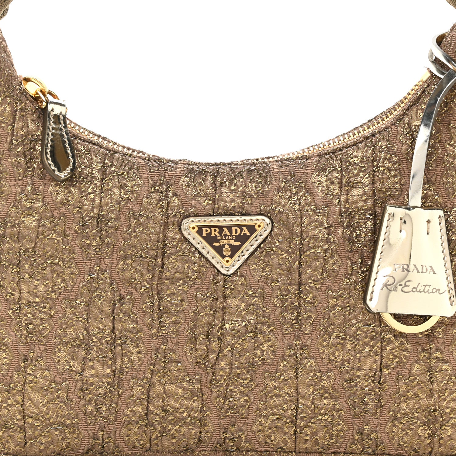 Prada Broccato Mini Re-Edition 2000 Bag Moro Losanga 8 of 11