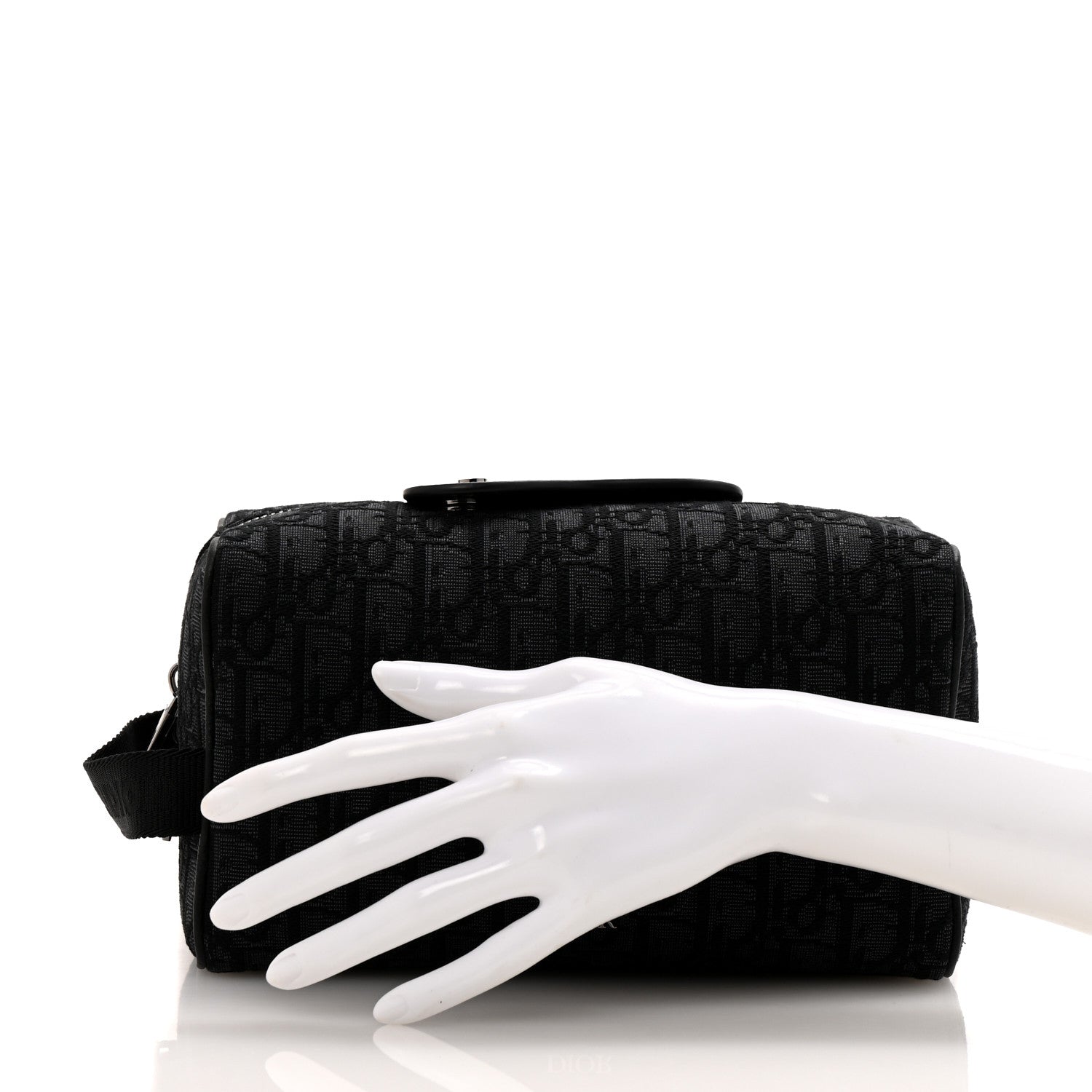 Christian Dior Oblique Jacquard Grained Calfskin Lingot Manity Toiletry Case Black 2 of 8