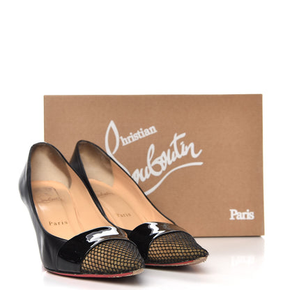 Christian Louboutin Fishnet Patent Kid Gladiator 70 Pumps 39.5 Black 15 of 15