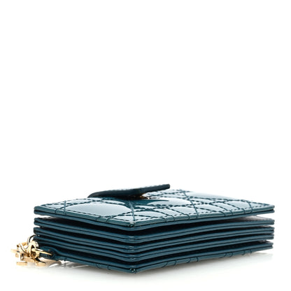 Christian Dior Patent Cannage Lady Dior 5 Gusset Card Holder Turquoise 4 of 6