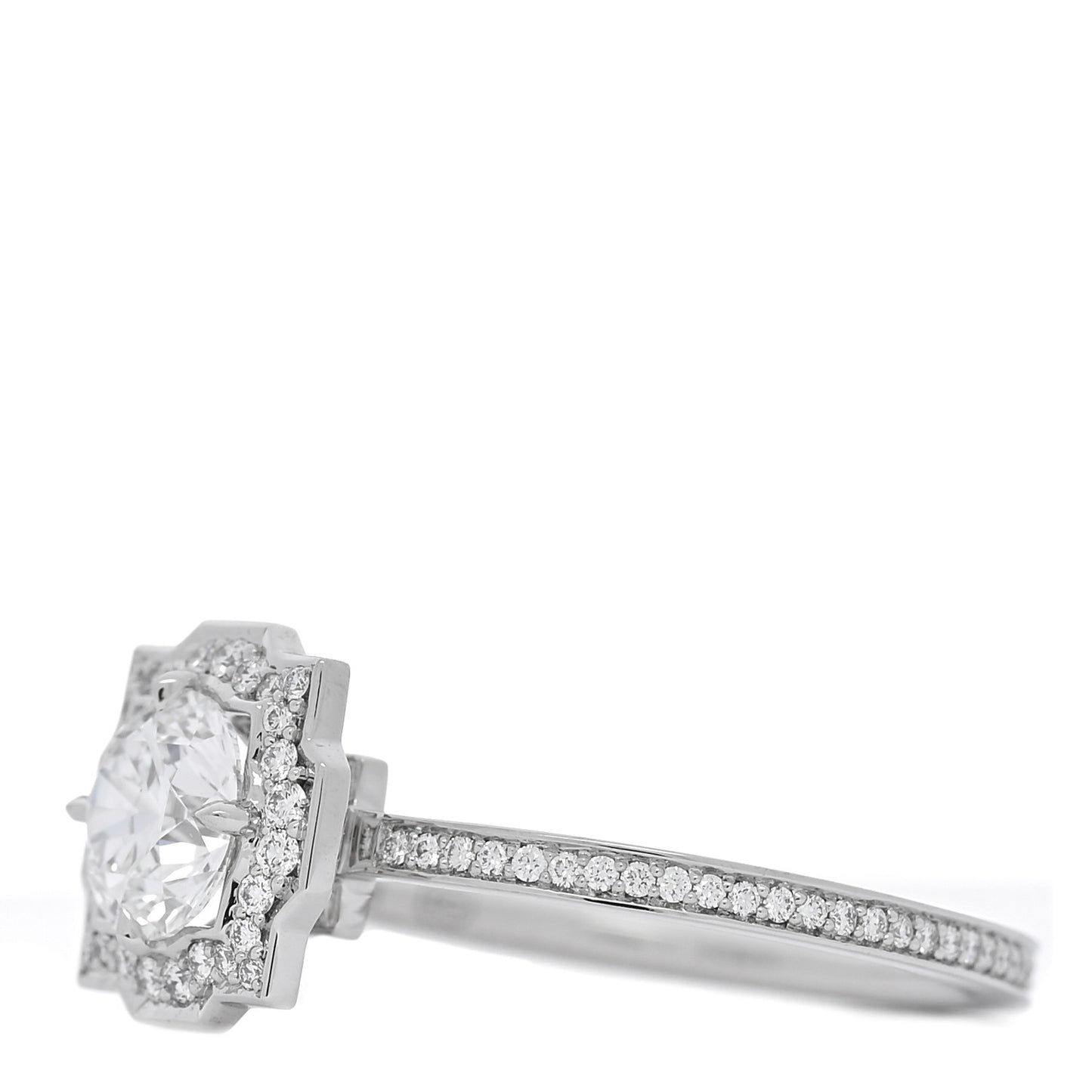 Platinum Diamond .71ct Belle Round Brilliant Micropave Ring 49 5