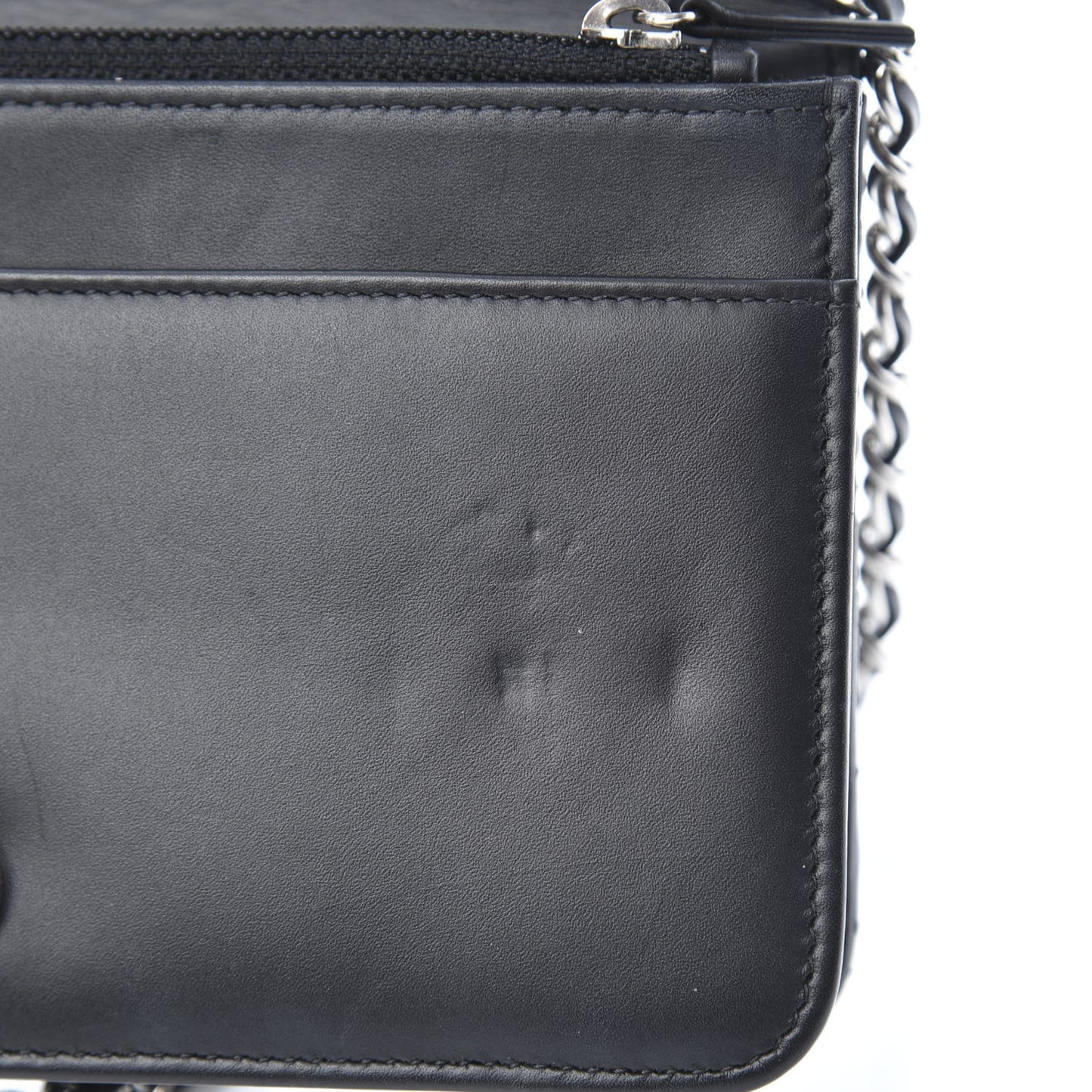 Lambskin Camellia Studded Wallet on Chain WOC Black