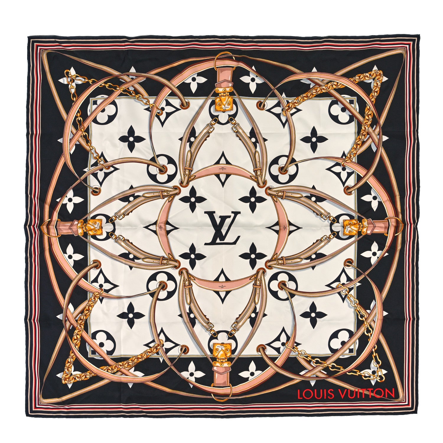 Louis Vuitton Silk Monogram Ultimate Square 90 Scarf Black 1 of 3