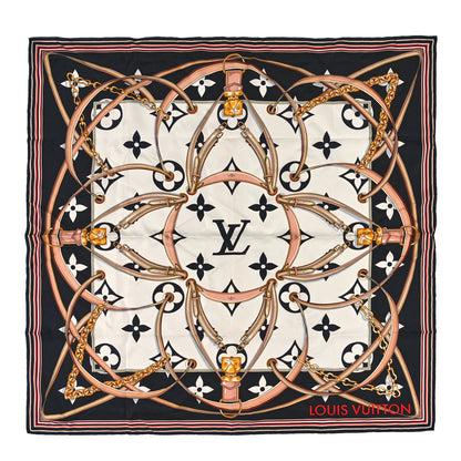 Louis Vuitton Silk Monogram Ultimate Square 90 Scarf Black 1 of 3