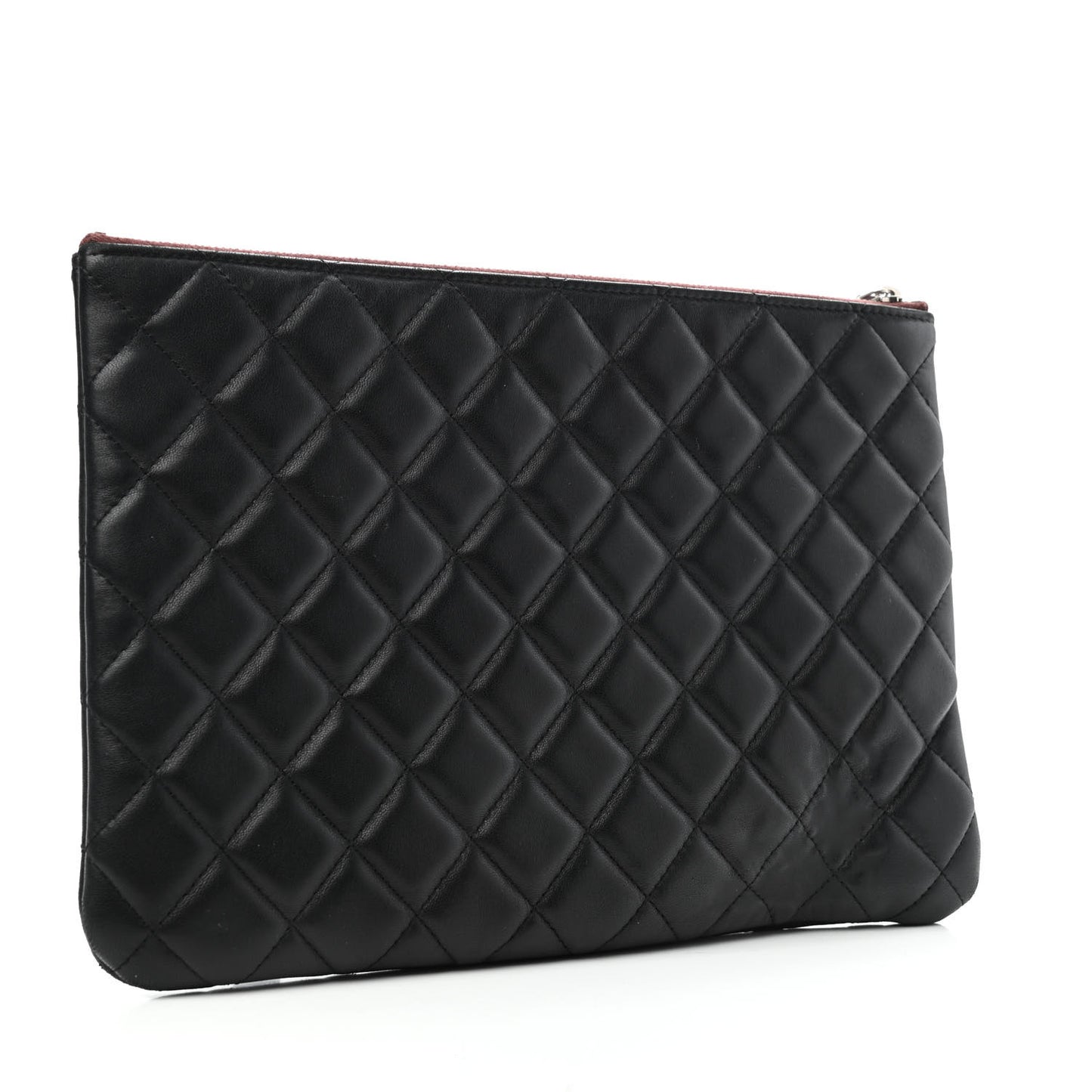Lambskin Quilted Medium Cosmetic Case Black