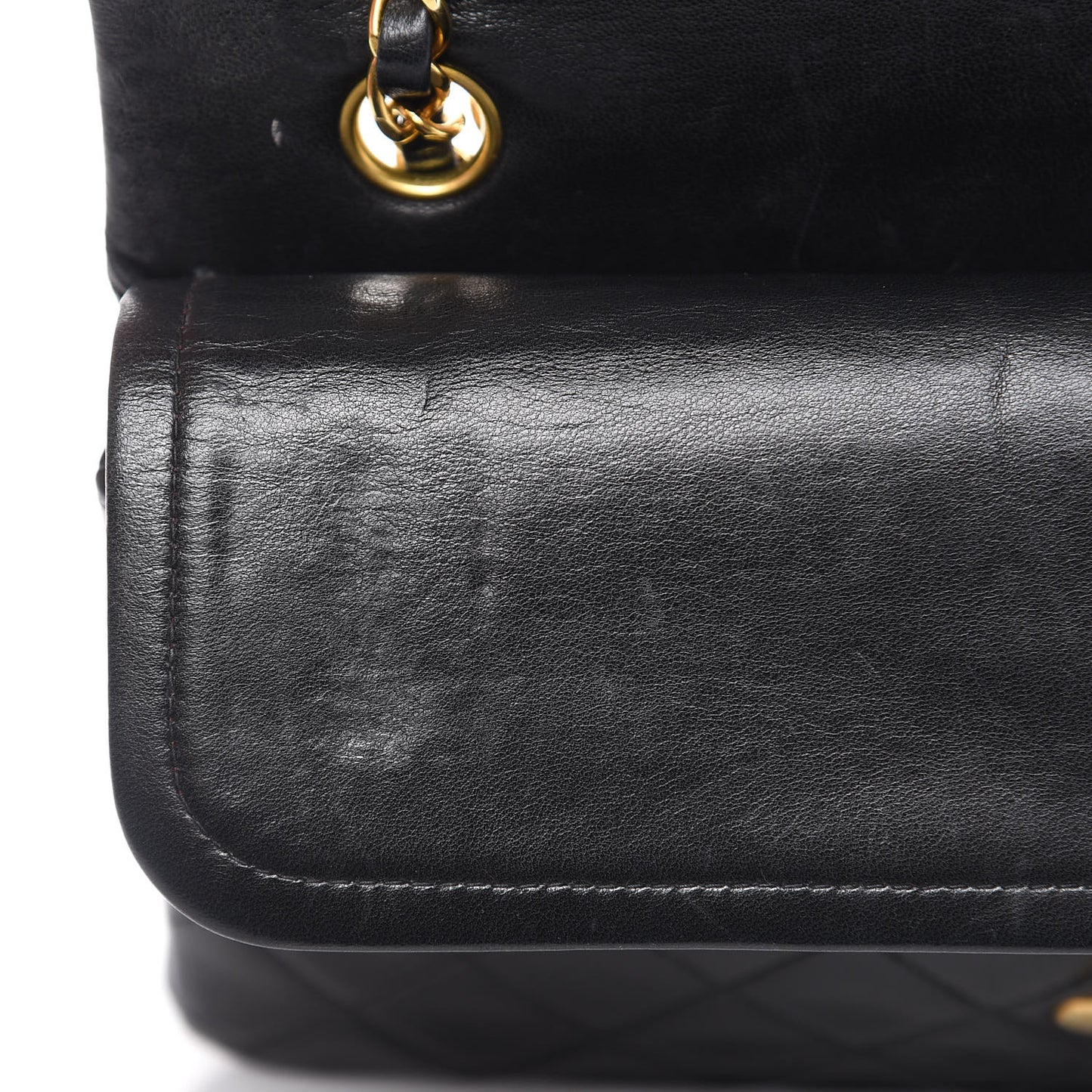 Lambskin Quilted Medium Double Flap Black