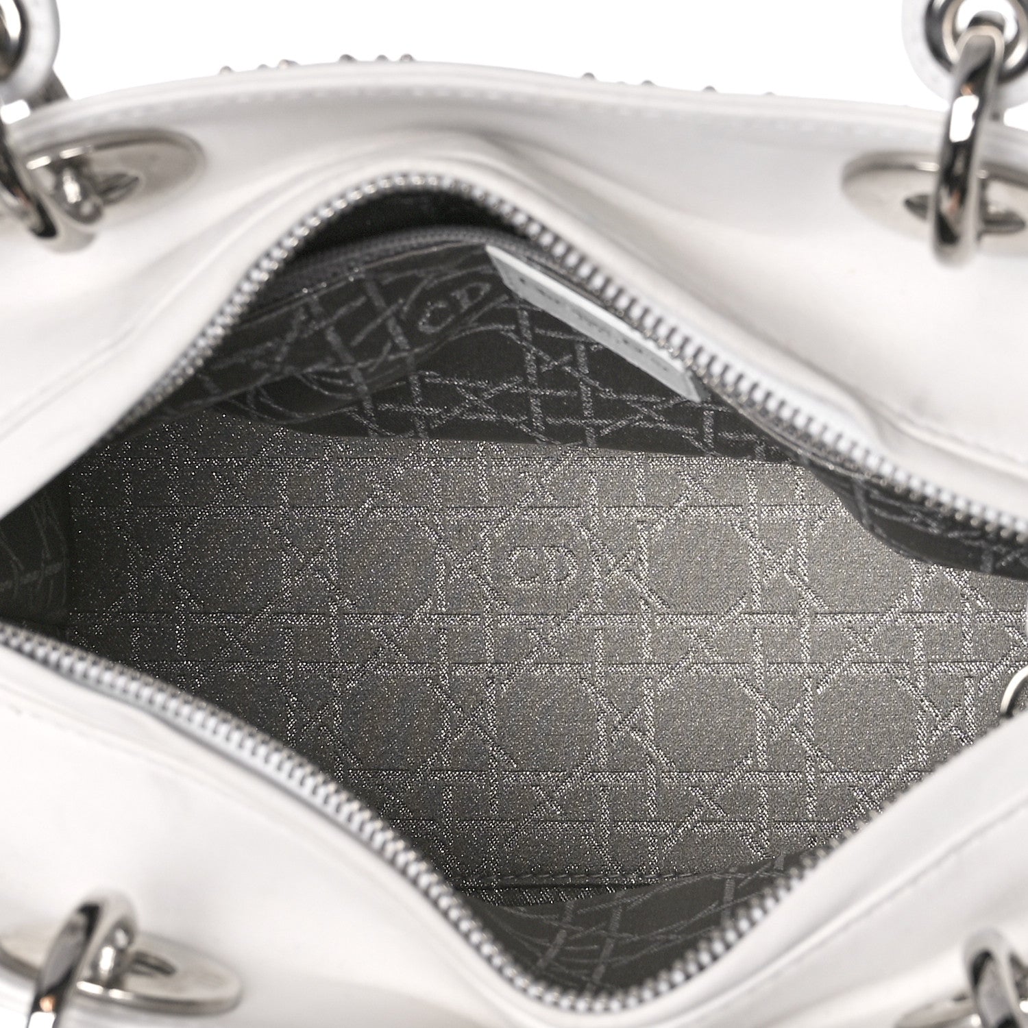 Christian Dior Lambskin Studded Cannage Medium Lady Dior White 5 of 19