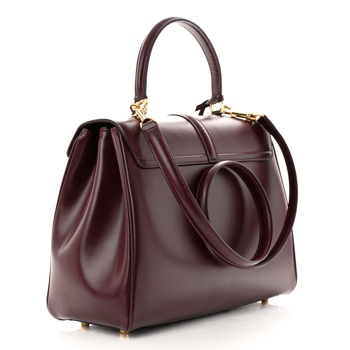 Satinated Calfskin Medium 16 Top Handle Bag Light Burgundy