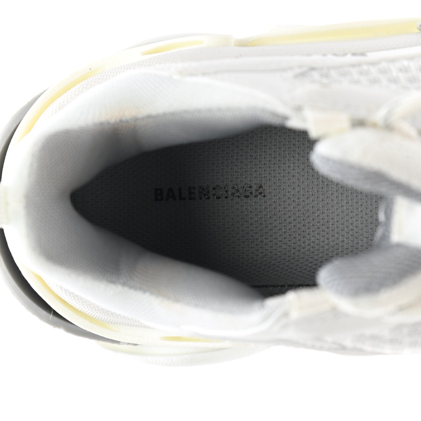 Fabric Mesh Bi-Color Womens Triple S Sneakers 37 White Metal Grey