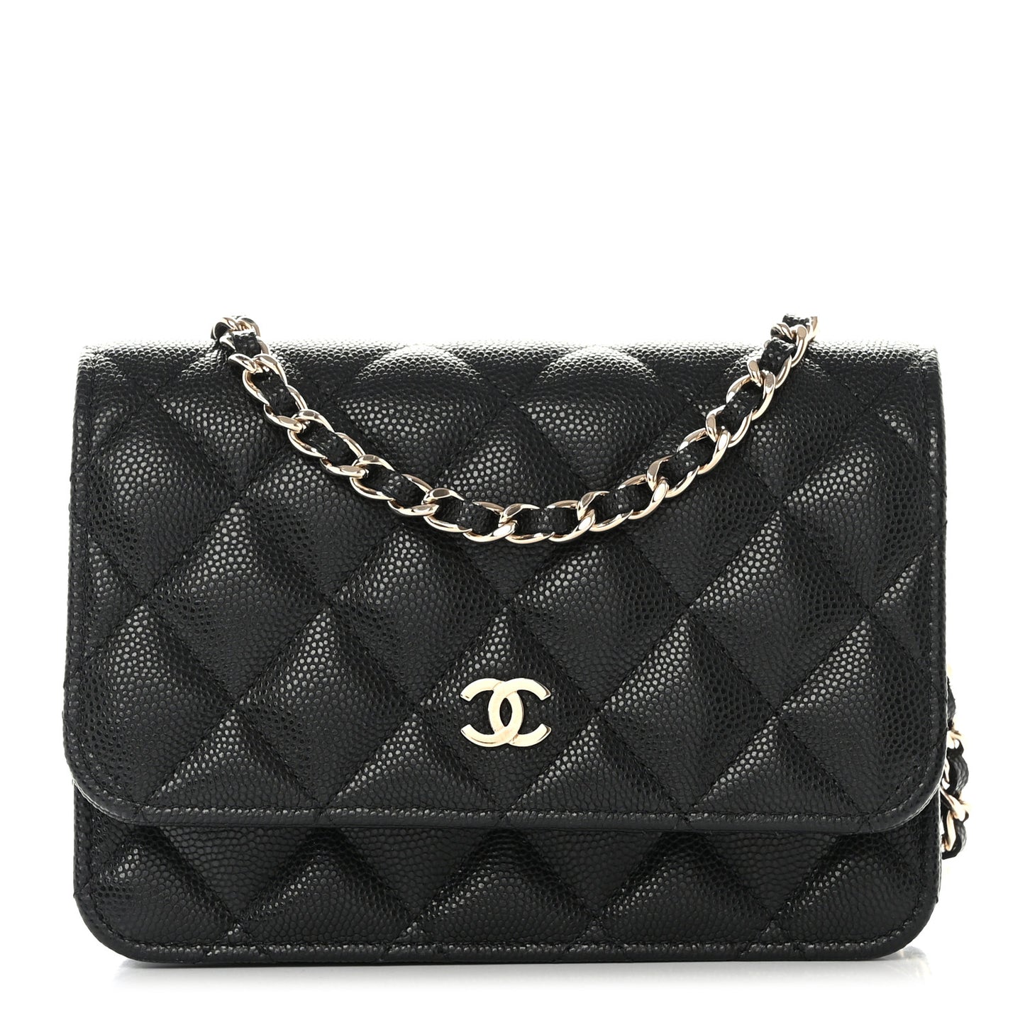 Caviar Quilted Mini Wallet On Chain WOC Black