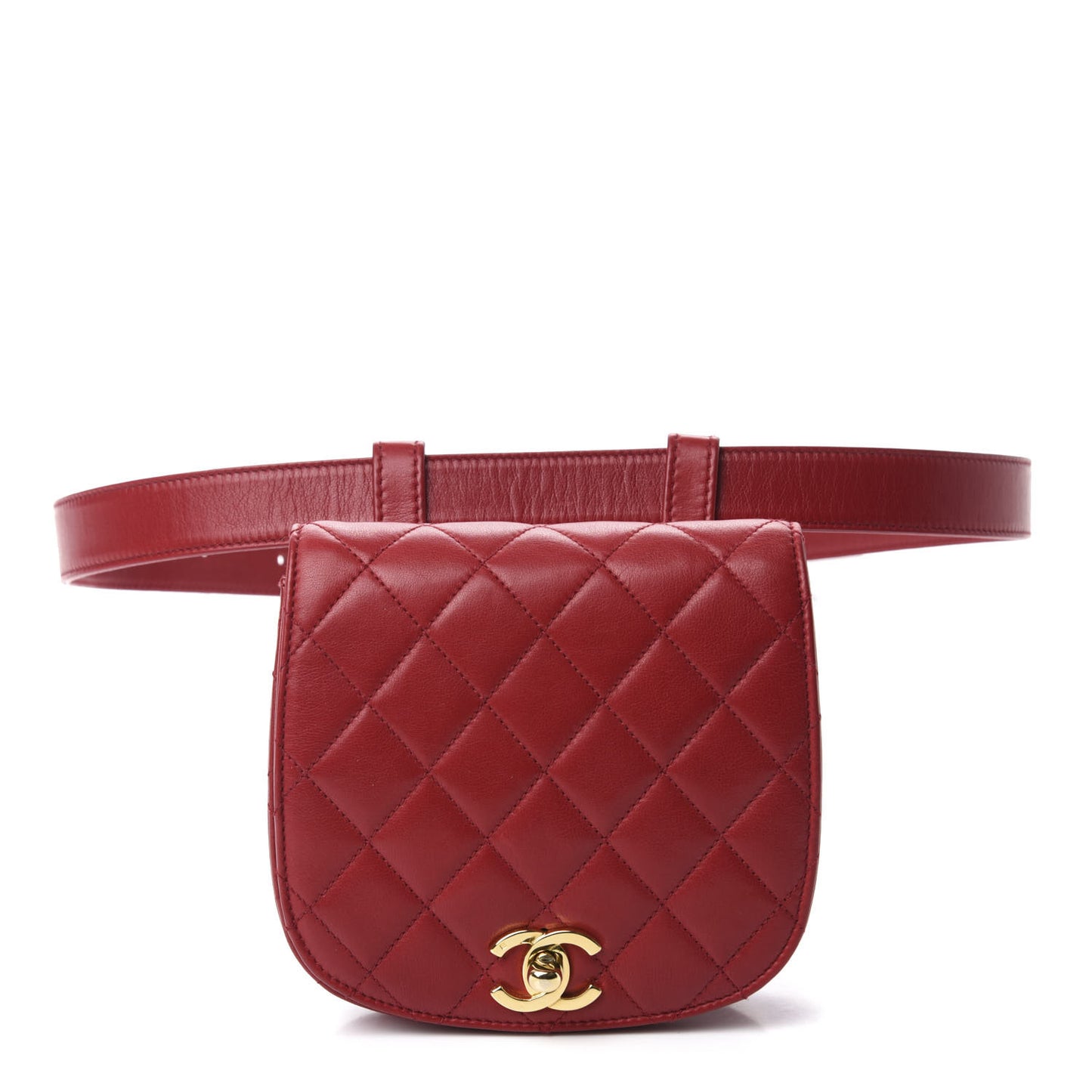 Lambskin Quilted Flap Waist Belt Bag 95 38 Red