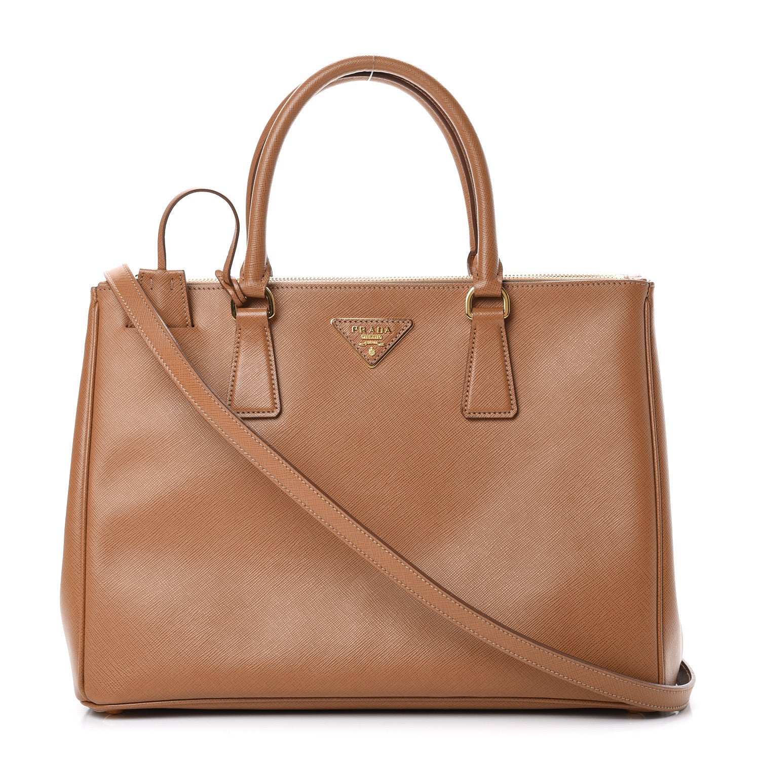 Prada Saffiano Medium Galleria Double Zip Tote Caramel 1 of 14
