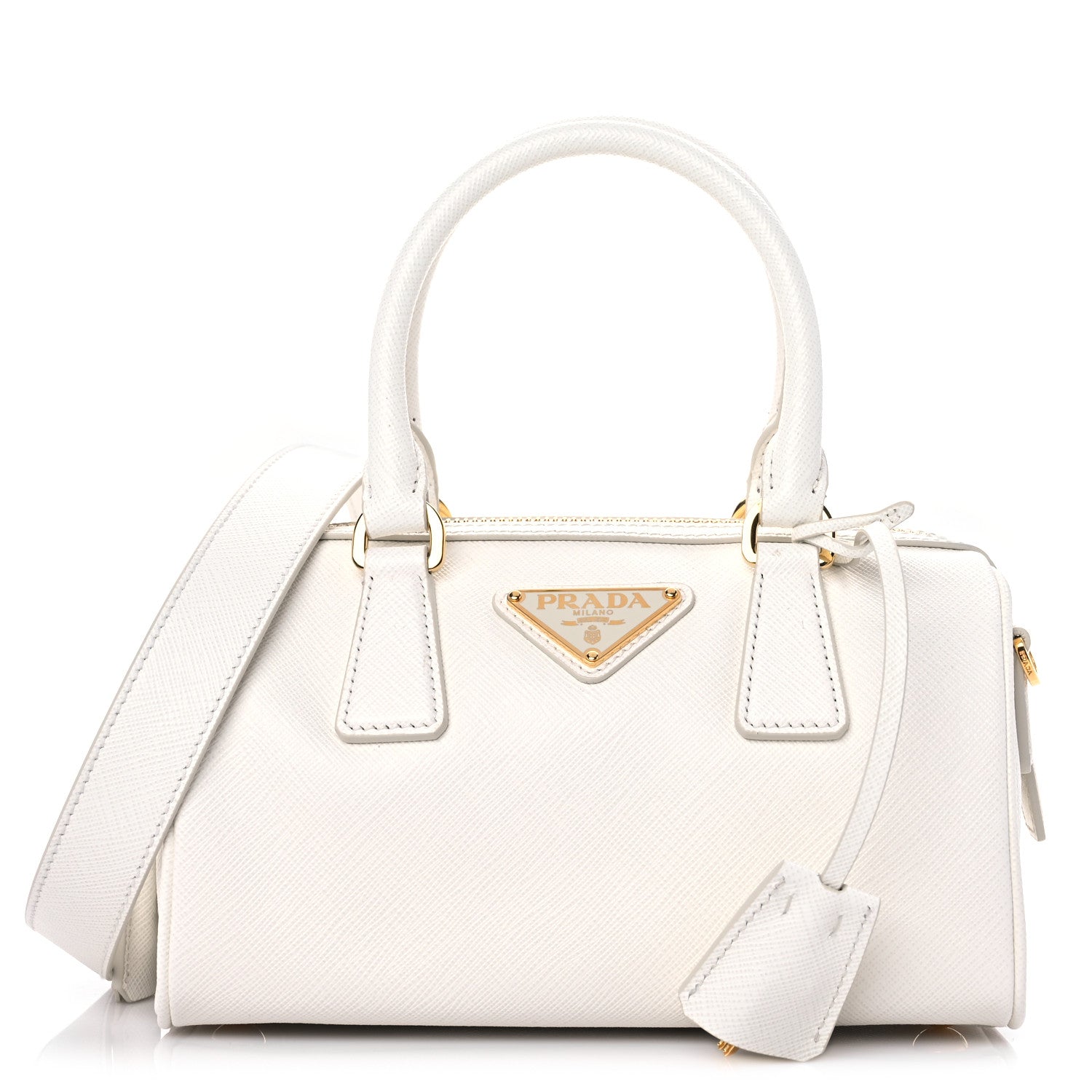 Prada Saffiano Lux Top Handle Crossbody Bag White 1 of 10