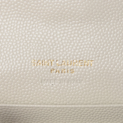 Saint Laurent Grain De Poudre Matelasse Chevron Small Monogram Envelope Wallet Crema Soft 6 of 11