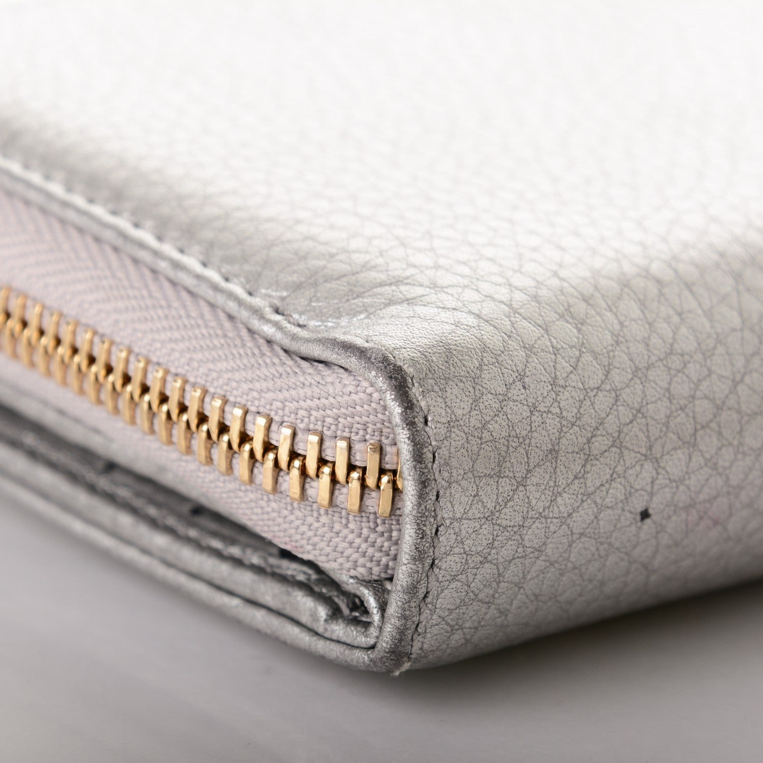 Gucci Calfskin Zip Around French Wallet Silver 9 of 12