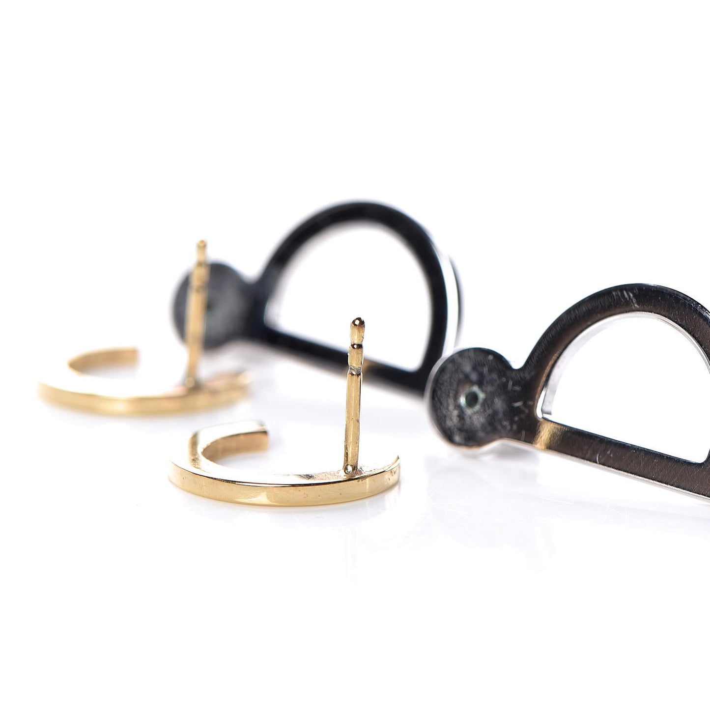 Your Dior Logo Stud Earrings Silver Gold
