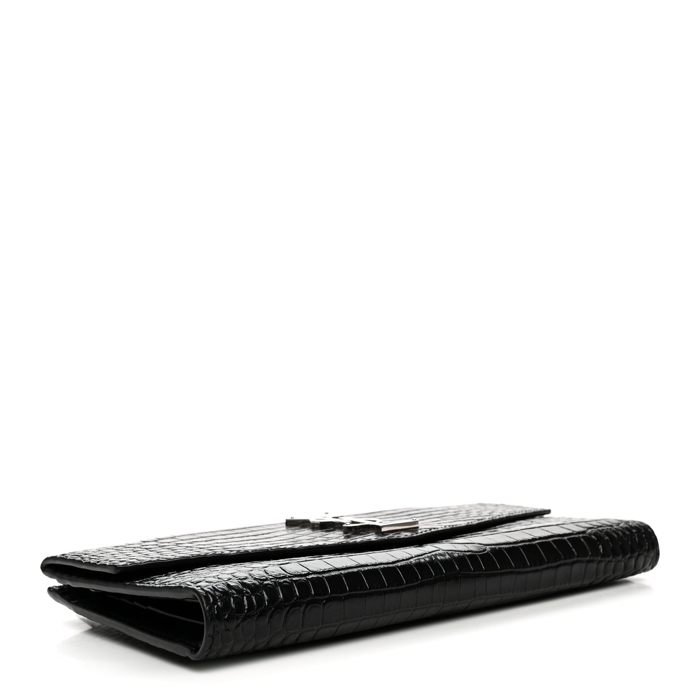 Calfskin Crocodile Embossed Monogram Uptown Wallet Black