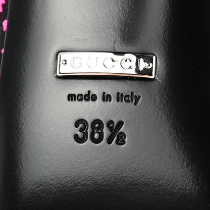 Gucci Technical Jersey Knit GG Monogram Square G 75mm Ankle Boots 38.5 Black Neon Fucsia 7 of 9