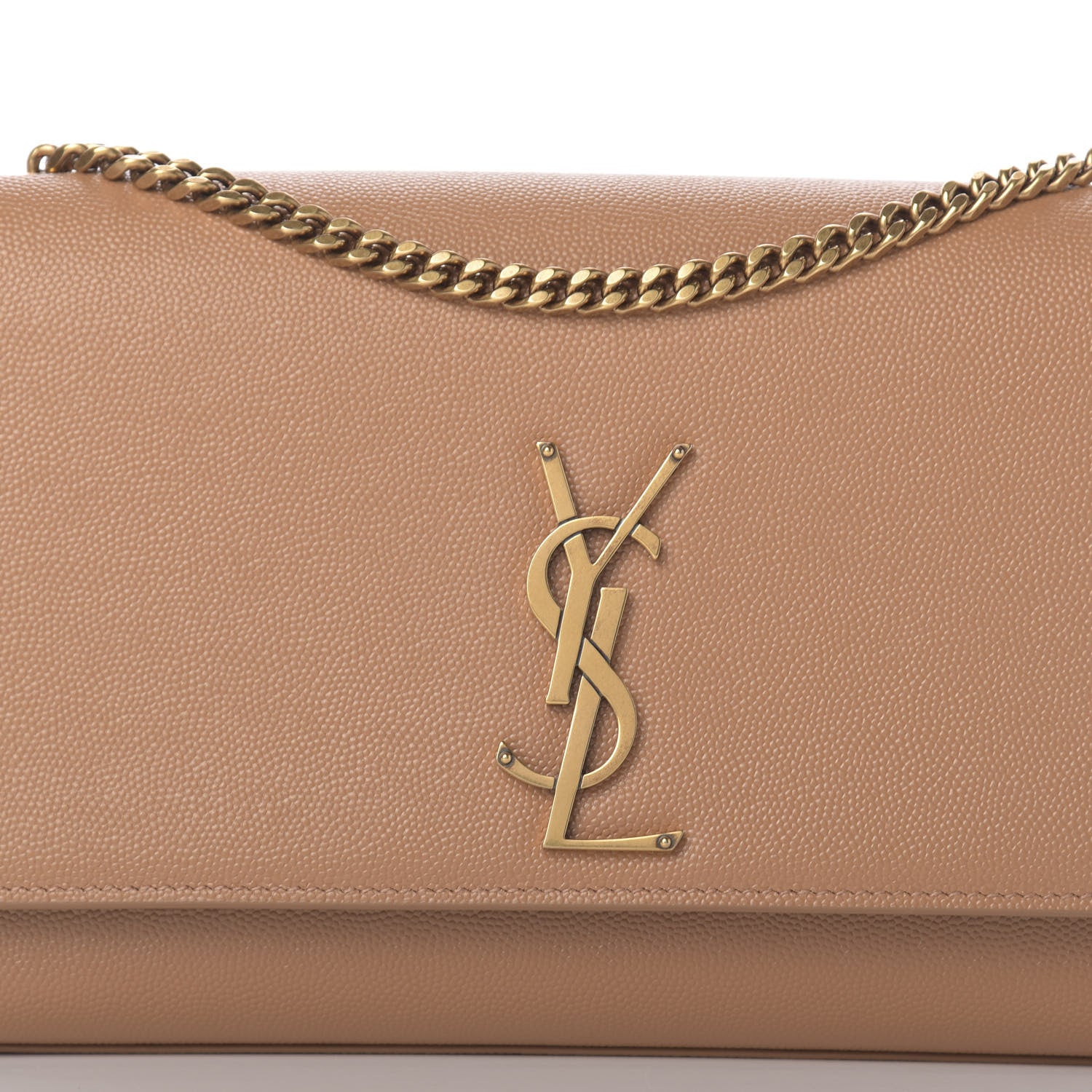 Saint Laurent Grain De Poudre Medium Monogram Kate Satchel Dark Beige 11 of 11