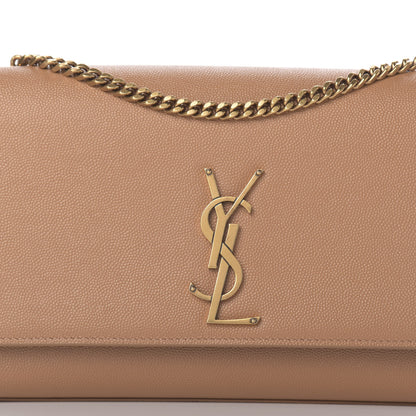 Saint Laurent Grain De Poudre Medium Monogram Kate Satchel Dark Beige 11 of 11