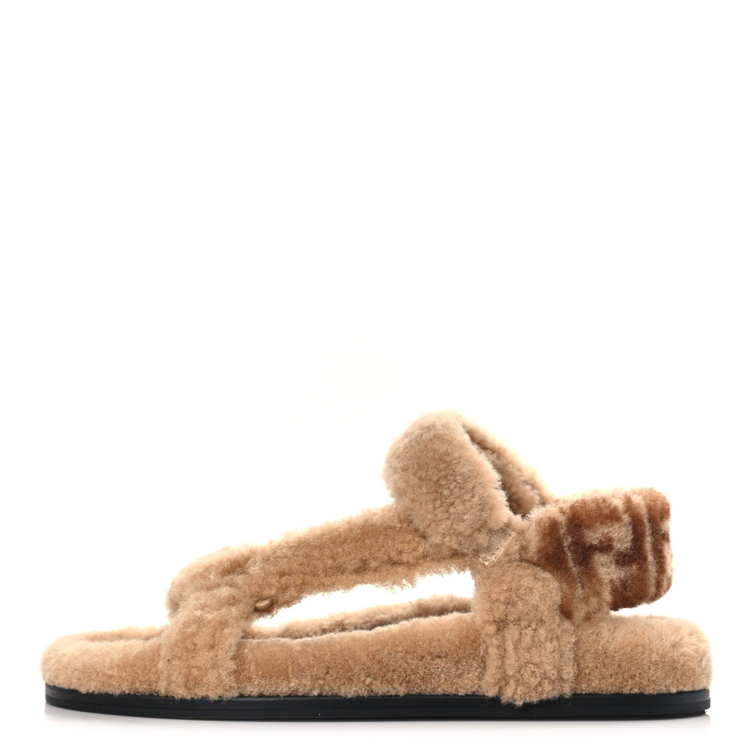 Fendi Shearling FF Fendi Feel Sandals 39.5 California Cacao 1 of 8