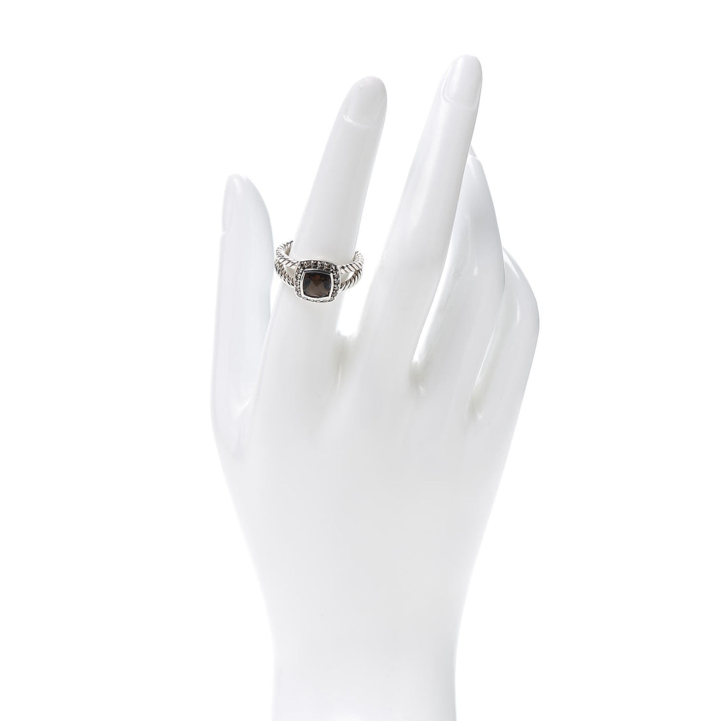 Sterling Silver Diamond Smoky Quartz 7mm Petite Albion Ring 54/7