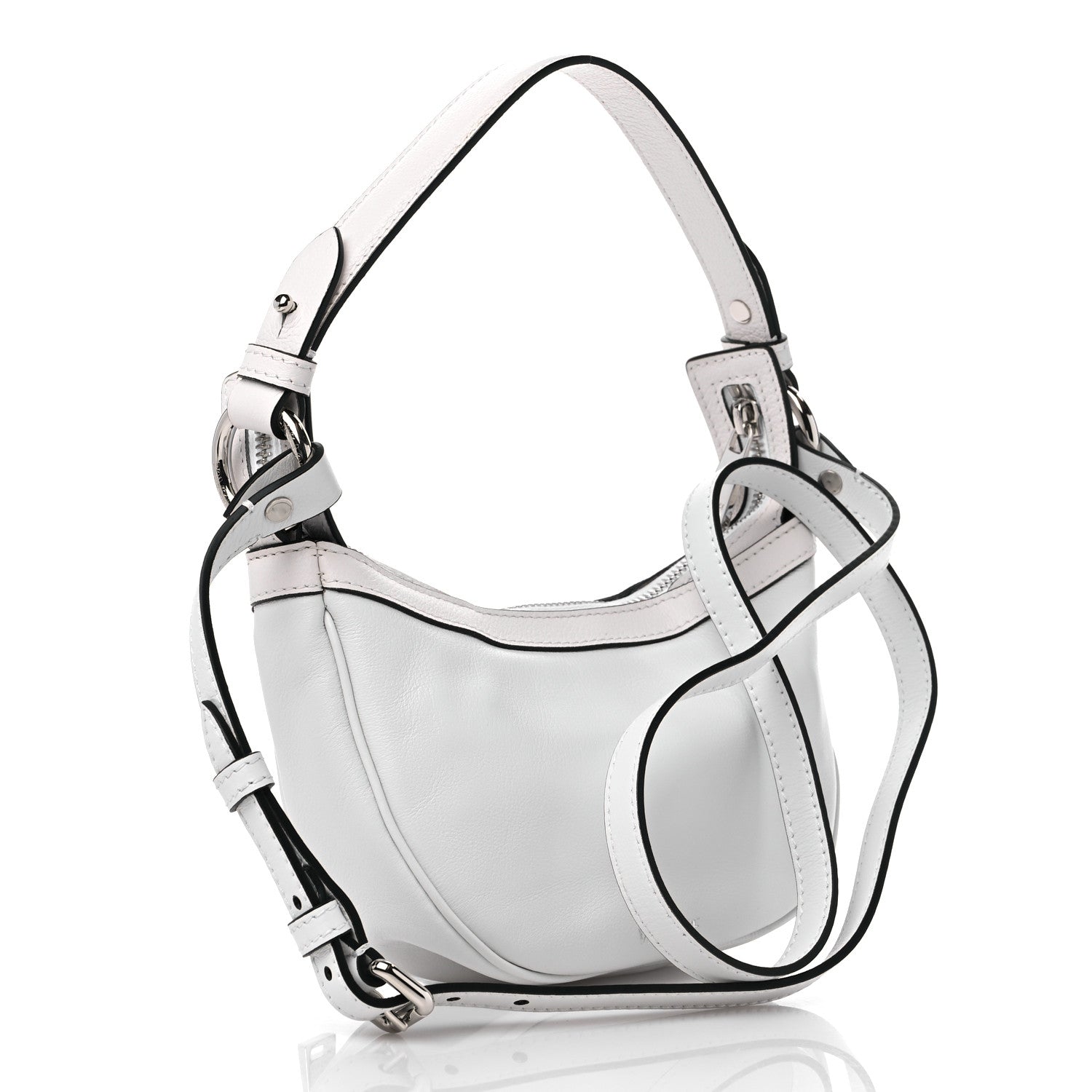 Versace Calfskin Mini Repeat Zip Hobo White 3 of 8