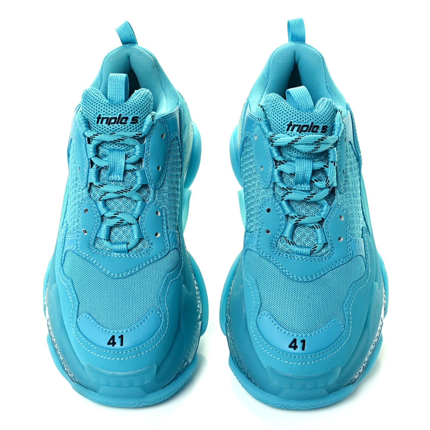 Fabric Mesh Clear Sole Womens Triple S Sneakers 41 Turquoise