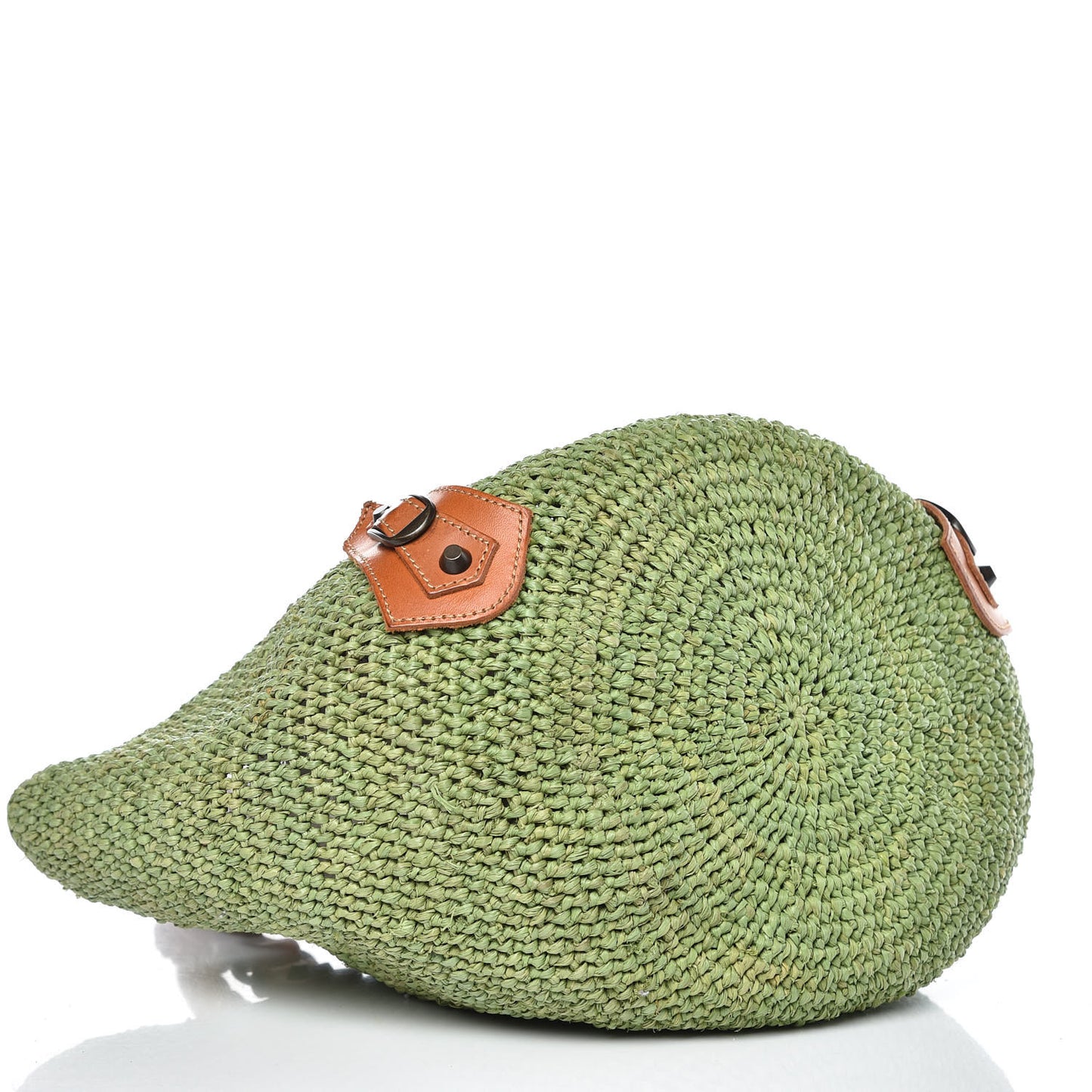 Raffia Calfskin Panier Basket Tote