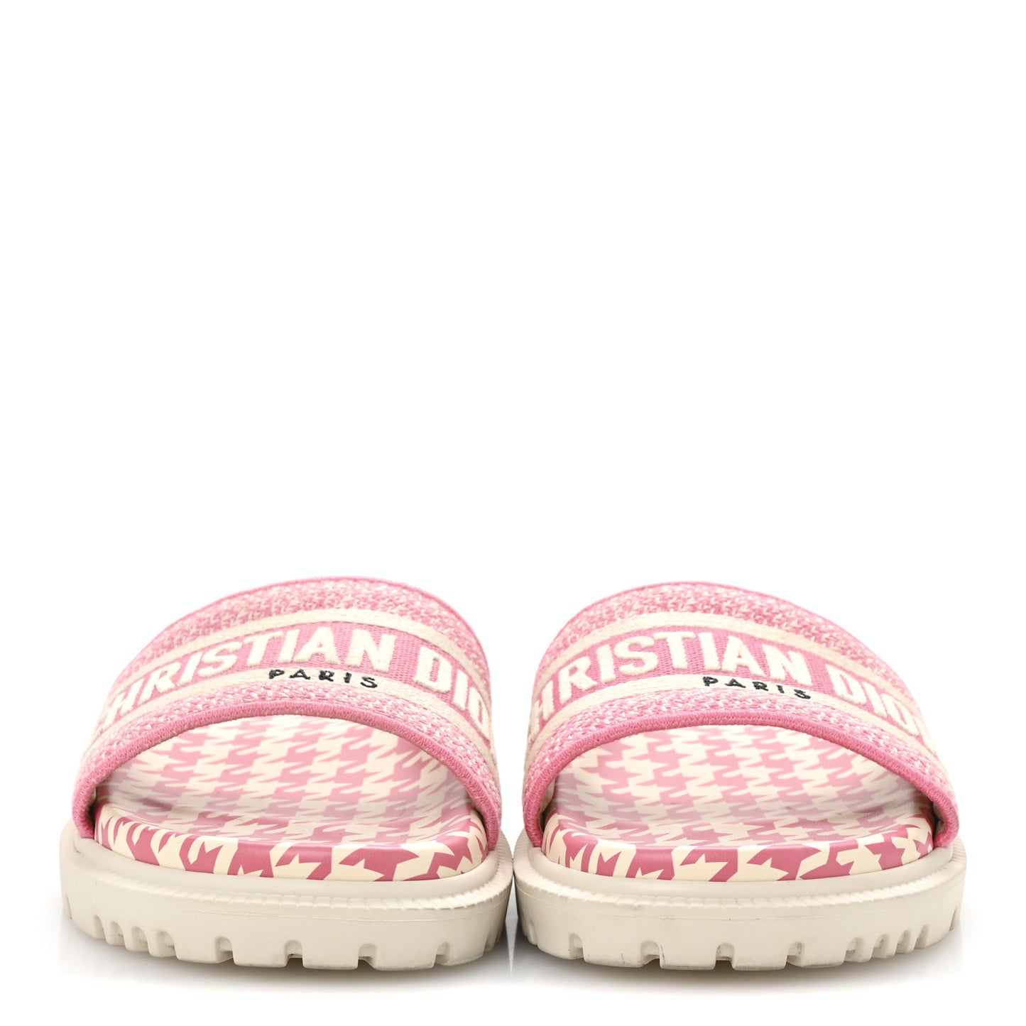 Micro PDP Cotton Houndstooth Embroidered Dway 10mm Slide Sandals 37.5 Peony