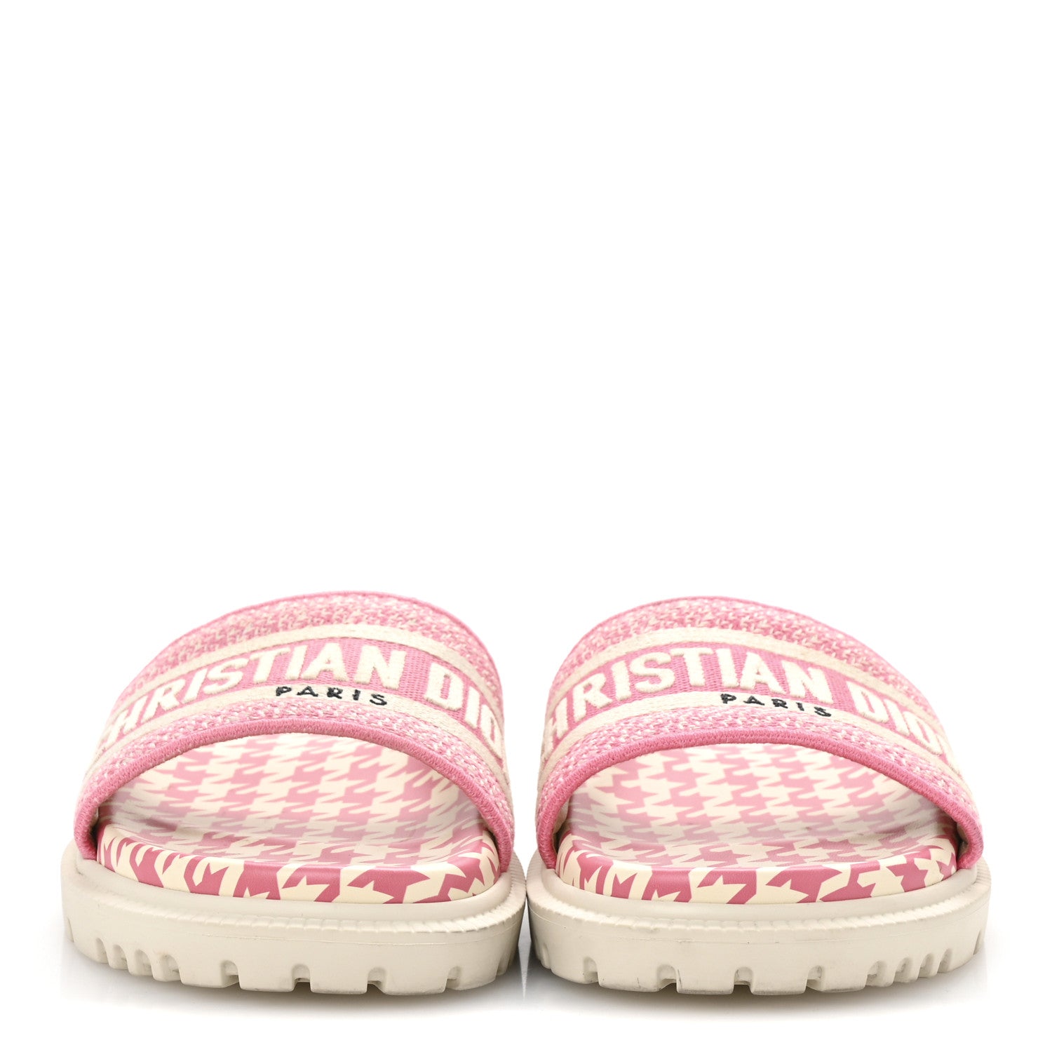 Christian Dior Micro PDP Cotton Houndstooth Embroidered Dway 10mm Slide Sandals 37.5 Peony 3 of 10