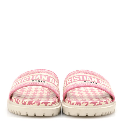 Christian Dior Micro PDP Cotton Houndstooth Embroidered Dway 10mm Slide Sandals 37.5 Peony 3 of 10